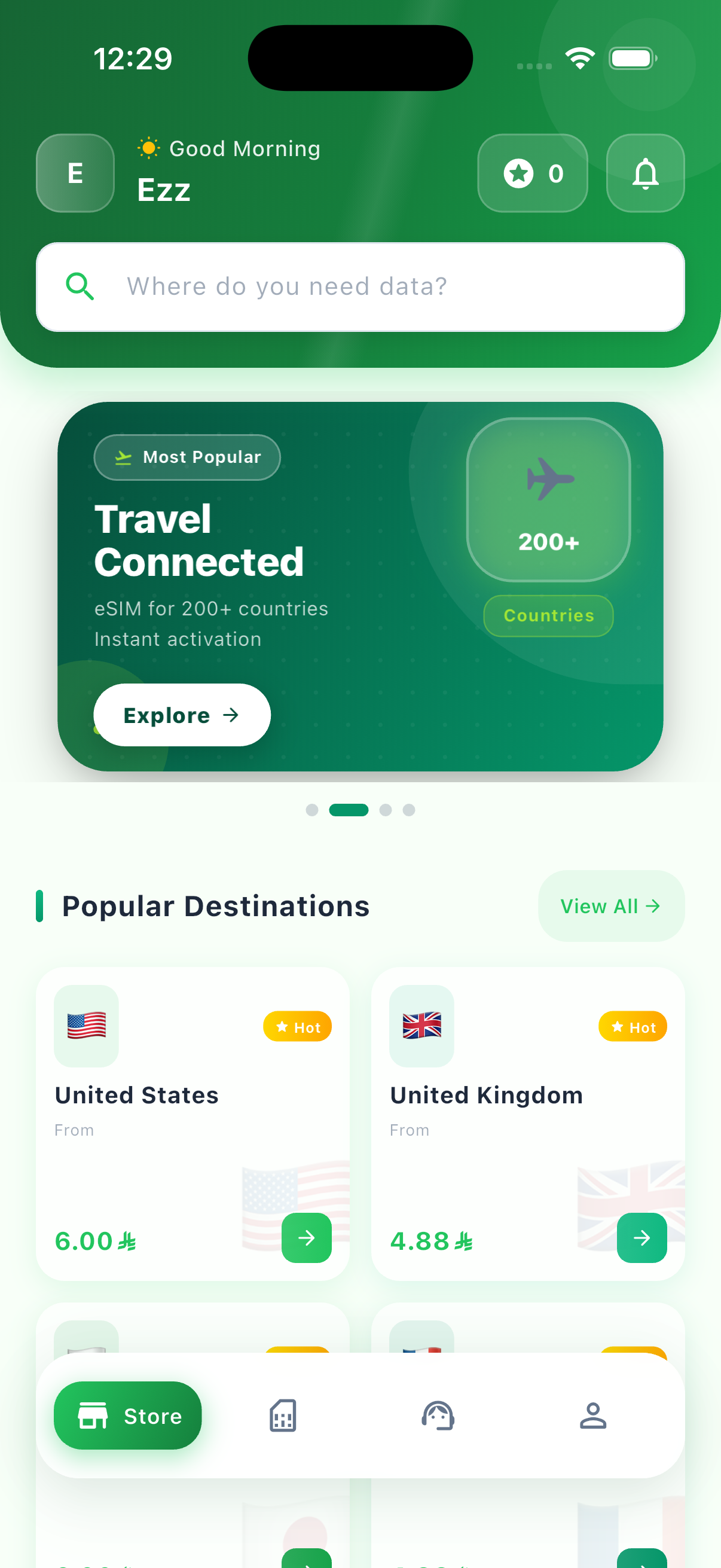 Home screen